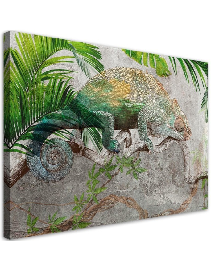 Modernes Wandbild - Chamäleon am Dschungelzweig | Feeby