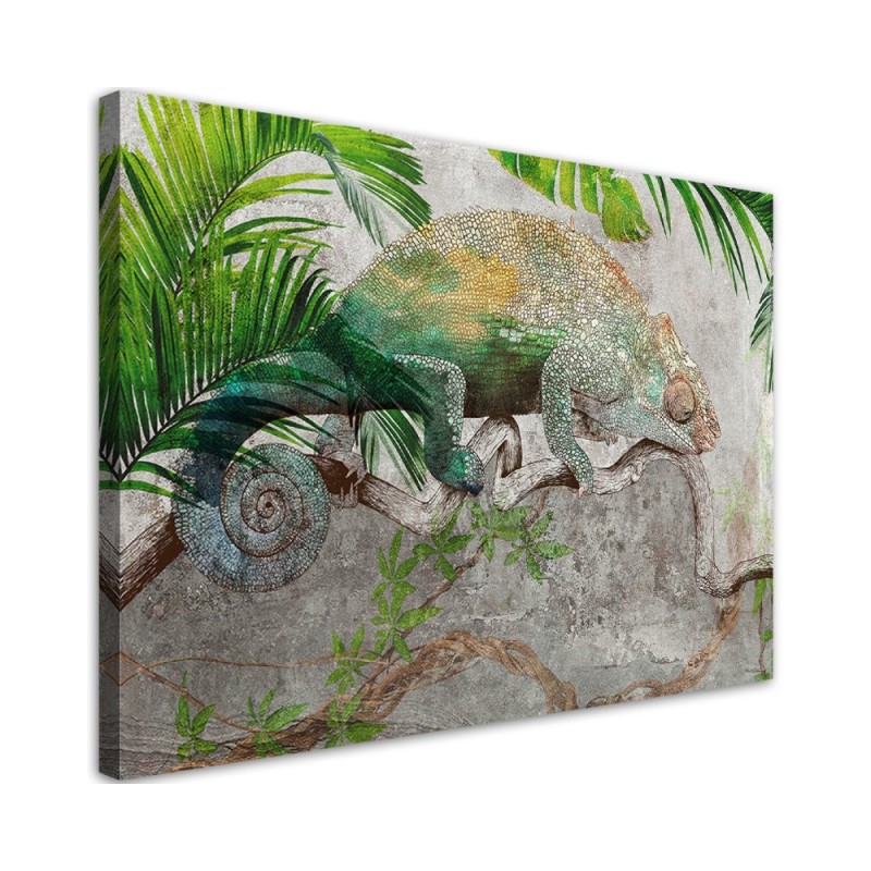 Modernes Wandbild - Chamäleon am Dschungelzweig | Feeby