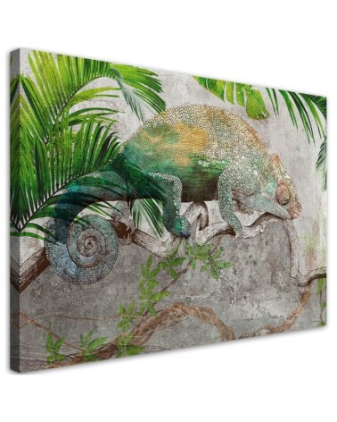 Canvas prints for modern living room - Chameleon on a branch jungle | FEEBY
