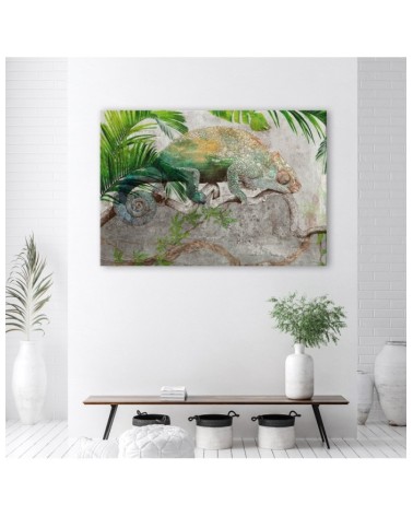 Modernes Wandbild - Chamäleon am Dschungelzweig | Feeby