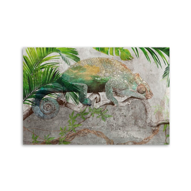 Modernes Wandbild - Chamäleon am Dschungelzweig | Feeby
