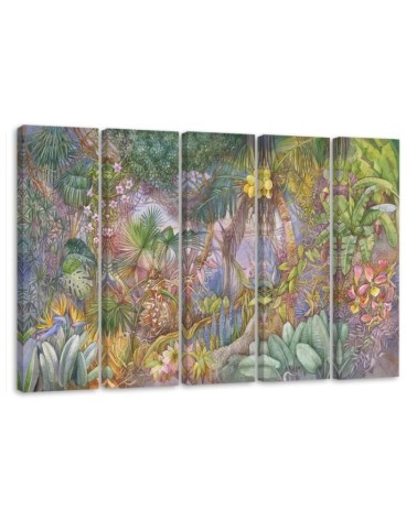 Canvas print for wall 5 parts - Deep jungle | FEEBY