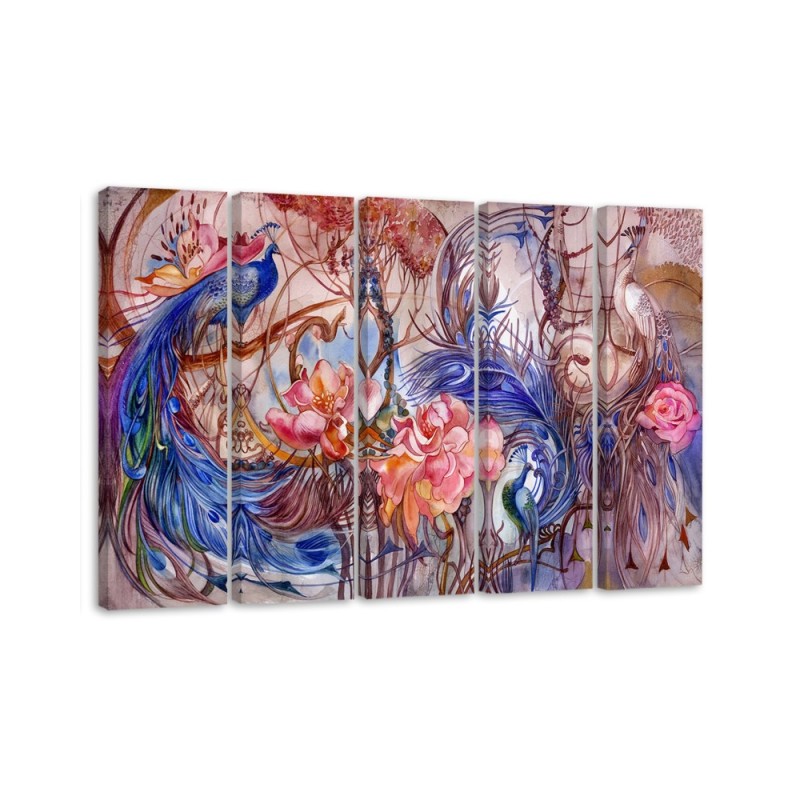 Wall picture 5-part - Magic peacock | FEEBY