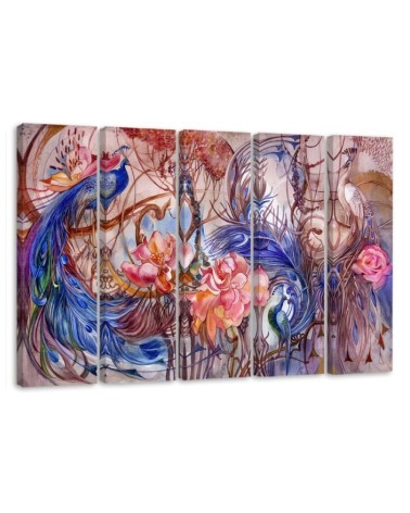 Wall picture 5-part - Magic peacock | FEEBY