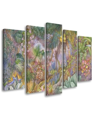 Modern painting for living room 5 parts - Deep jungle | FEEBY