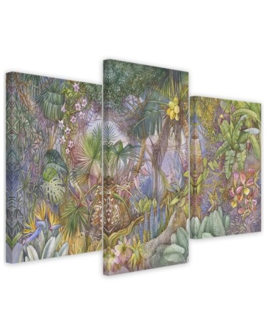 Triptych wall art painting for bedroom - Deep jungle | FEEBY