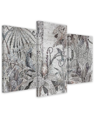 Bedroom wall painting triptych - Jungle mosaic | FEEBY