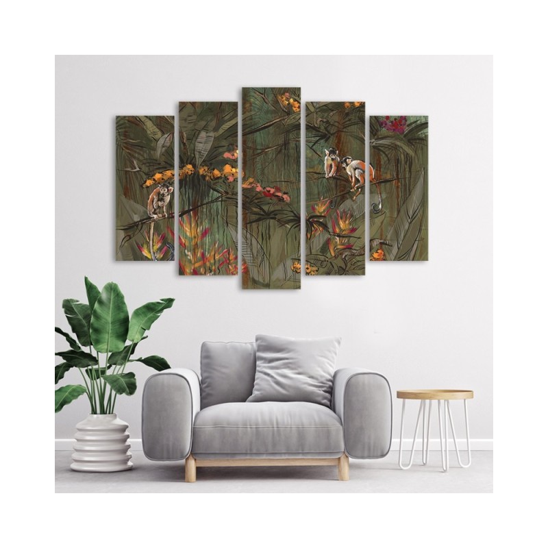 Dekoratives Leinwandbild - Affen im Dschungel | Feeby