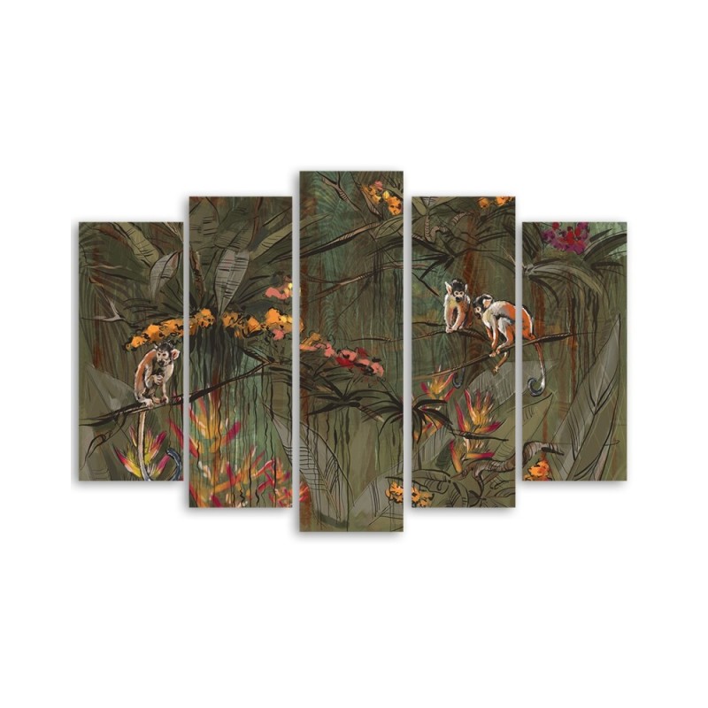 Dekoratives Leinwandbild - Affen im Dschungel | Feeby