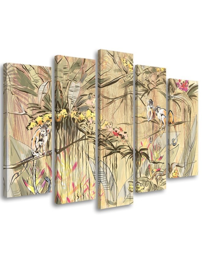 Modernes Wandbild - Affen im Dschungel | Feeby