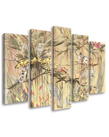 5-piece canvas painting - Jungle monkeys | FEEBY
