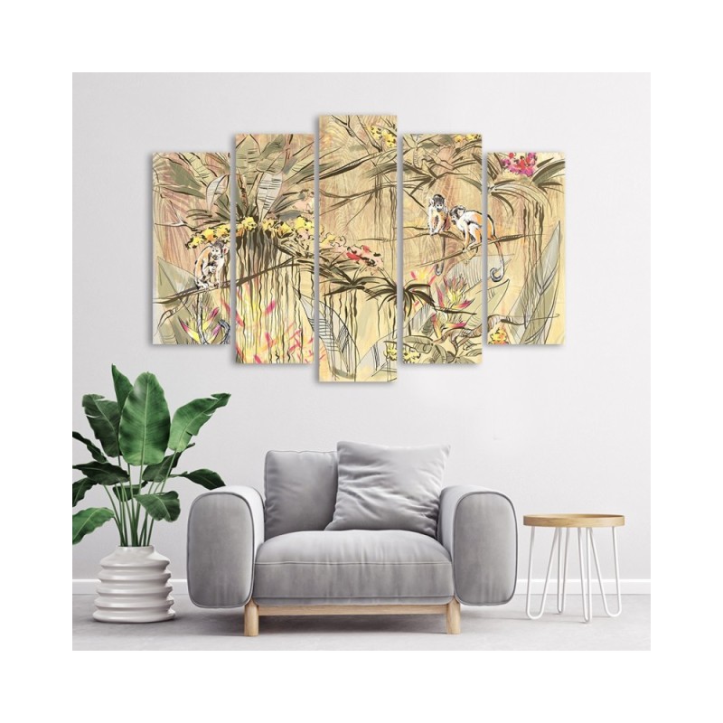 Modernes Wandbild - Affen im Dschungel | Feeby