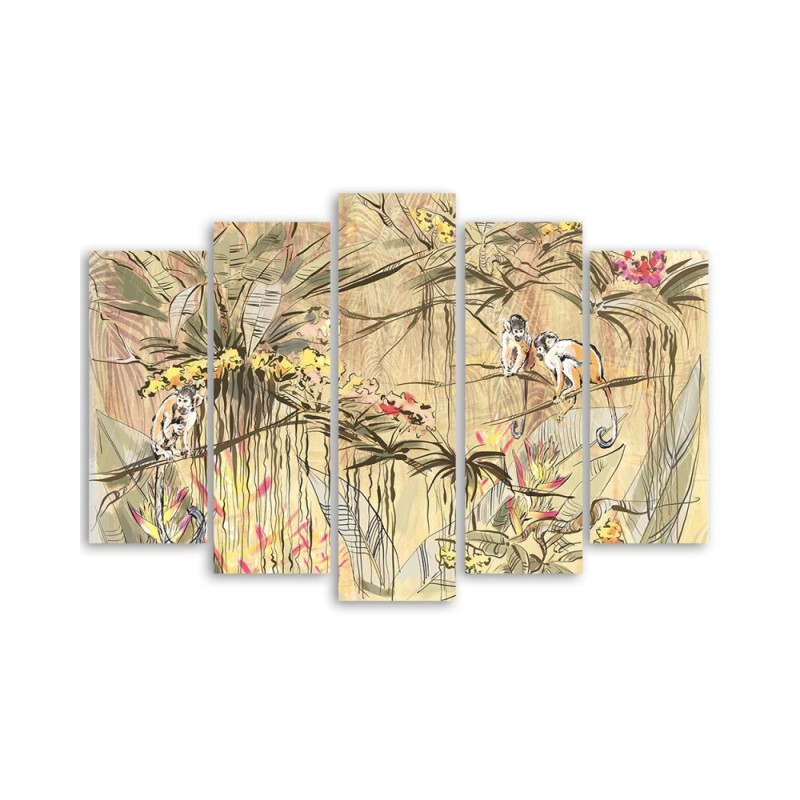 Modernes Wandbild - Affen im Dschungel | Feeby