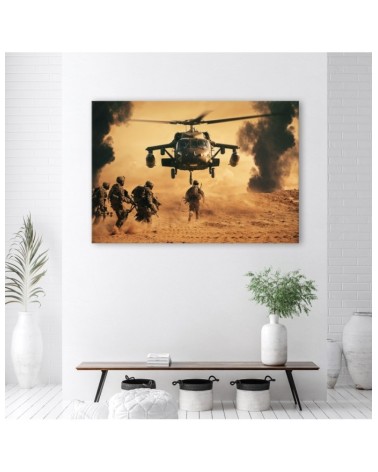Bild auf Leinwand - Hubschrauber und Soldaten | Feeby