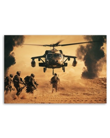 Bild auf Leinwand - Hubschrauber und Soldaten | Feeby