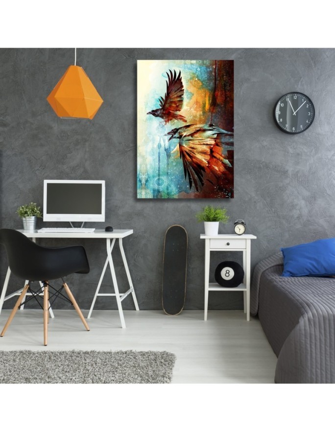 Wrapped Canvas prints for living room modern - Crows in Flight Barrett Biggers | FEEBY