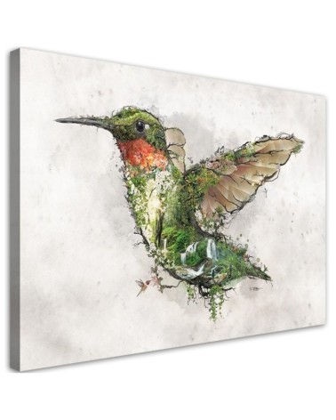 Living room Canvas painting - Hummingbird and magical forest Barrett Biggers | FEEBY