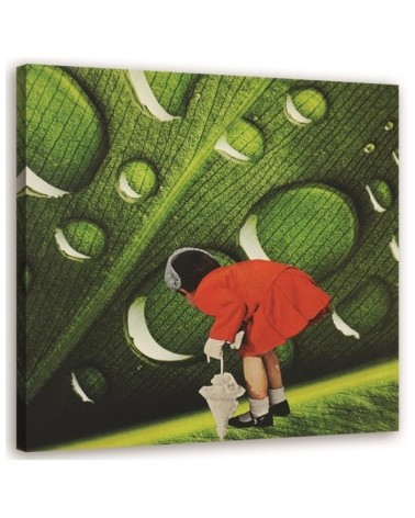 Wall art painting - Woman in red dress against a dewy background Lili Chartrand | FEEBY