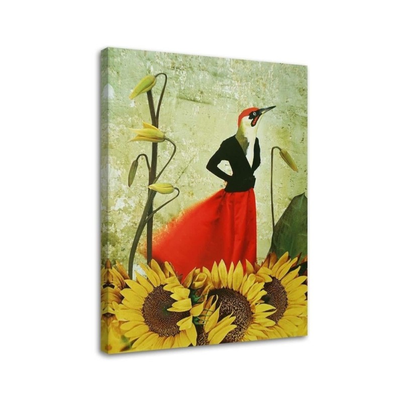 Surrealist Canvas painting - Bird in red skirt Lili Chartrand | FEEBY