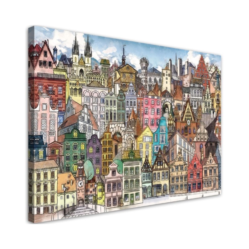 Dekoratives Leinwandbild - Fröhliche Stadt | Feeby