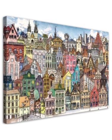 Dekoratives Leinwandbild - Fröhliche Stadt | Feeby