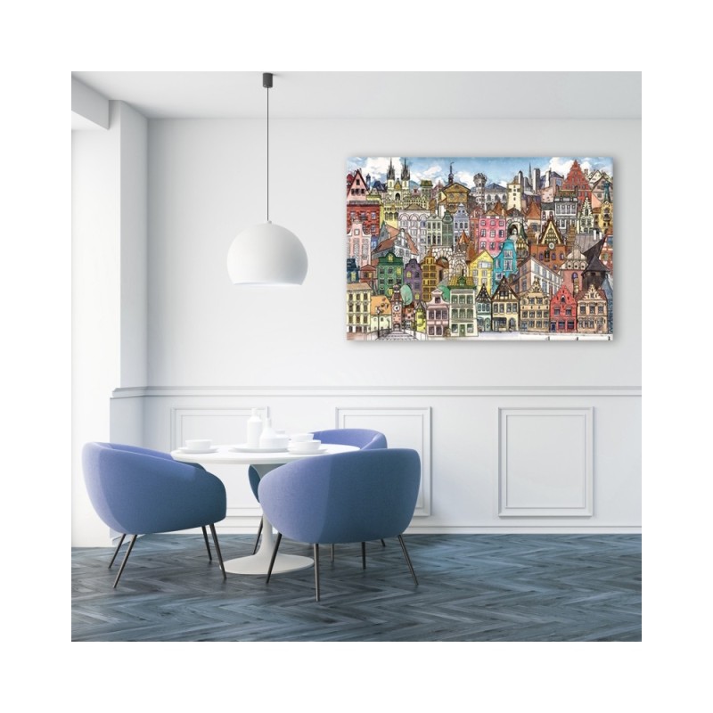 Dekoratives Leinwandbild - Fröhliche Stadt | Feeby