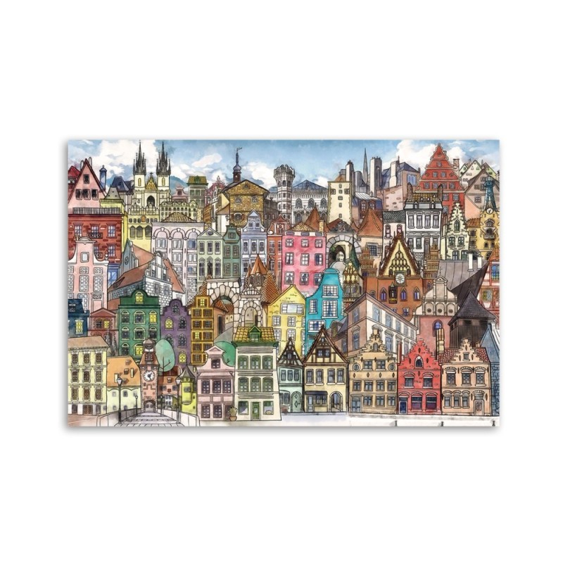 Dekoratives Leinwandbild - Fröhliche Stadt | Feeby