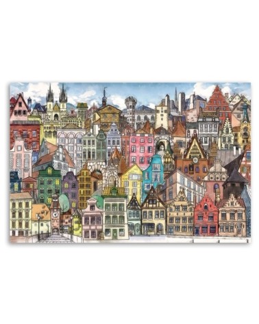Dekoratives Leinwandbild - Fröhliche Stadt | Feeby