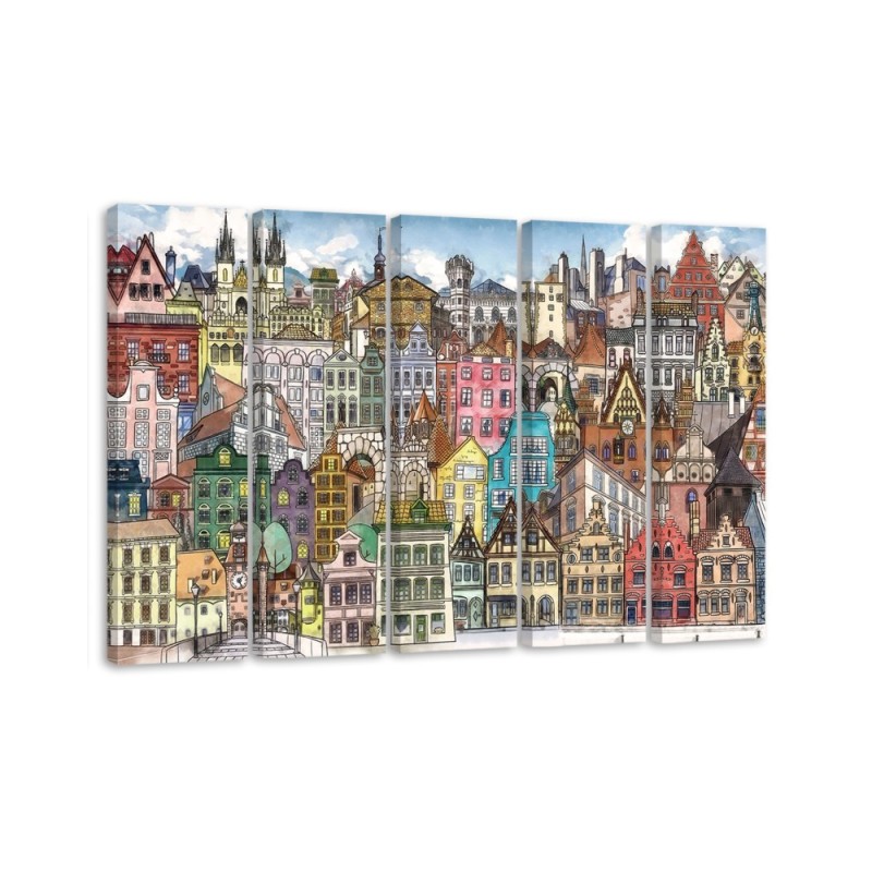 Leinwandbild - Fröhliche Stadt | Feeby