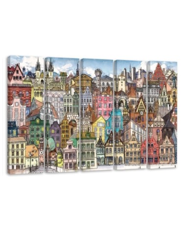 Leinwandbild - Fröhliche Stadt | Feeby