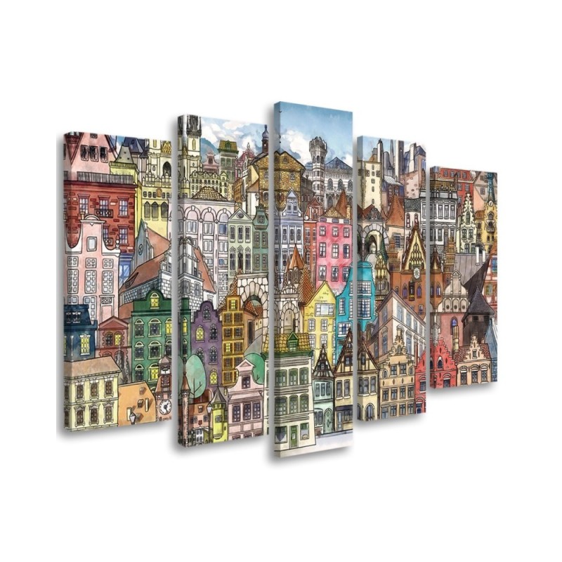 Leinwandbild modern - Fröhliche Stadt | Feeby