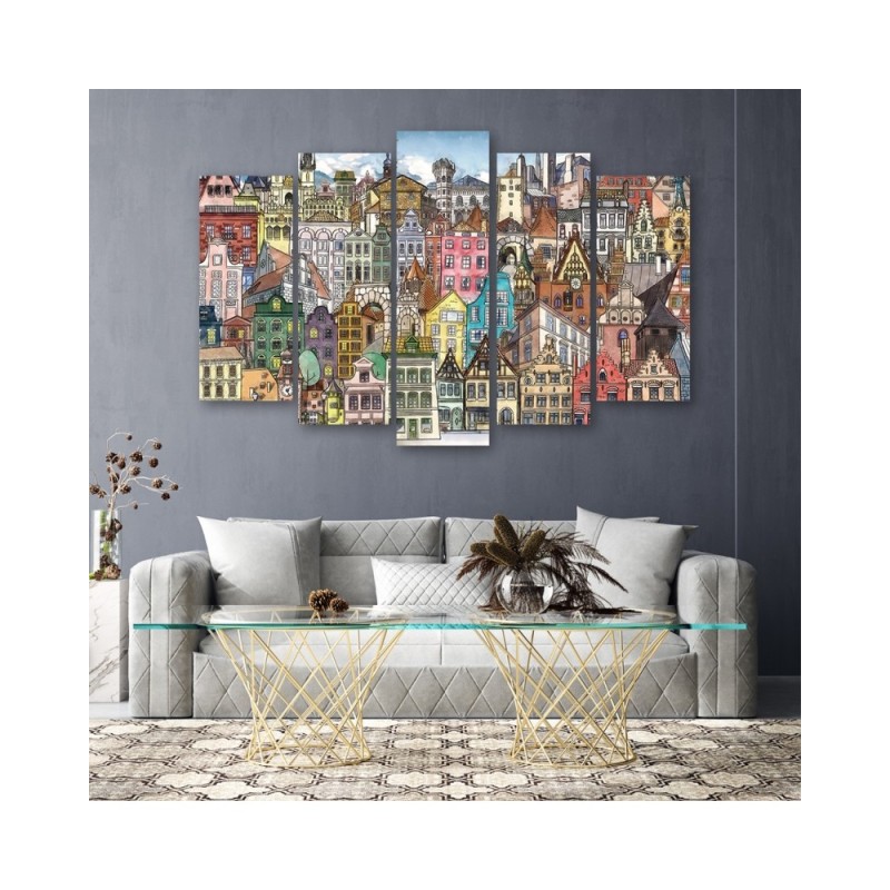Leinwandbild modern - Fröhliche Stadt | Feeby