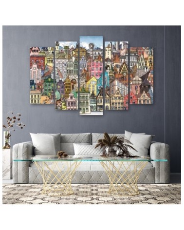 Leinwandbild modern - Fröhliche Stadt | Feeby