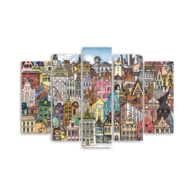 Leinwandbild modern - Fröhliche Stadt | Feeby