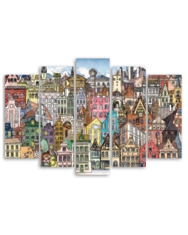 Leinwandbild modern - Fröhliche Stadt | Feeby