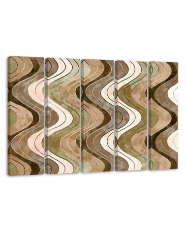 Canvas print idea five parts - Vertical wavy lines | FEEBY