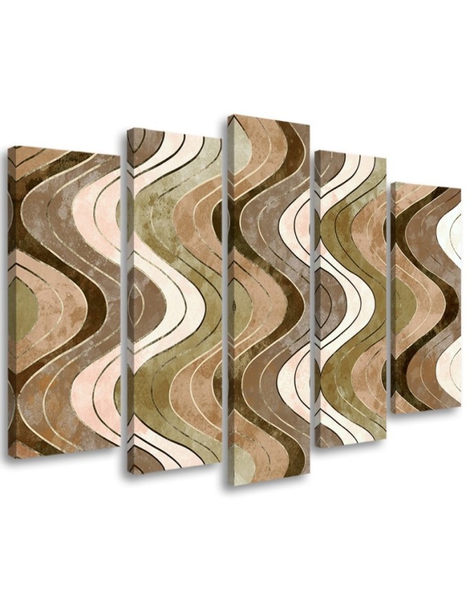 Five-part picture for living room - Vertical wavy lines | FEEBY