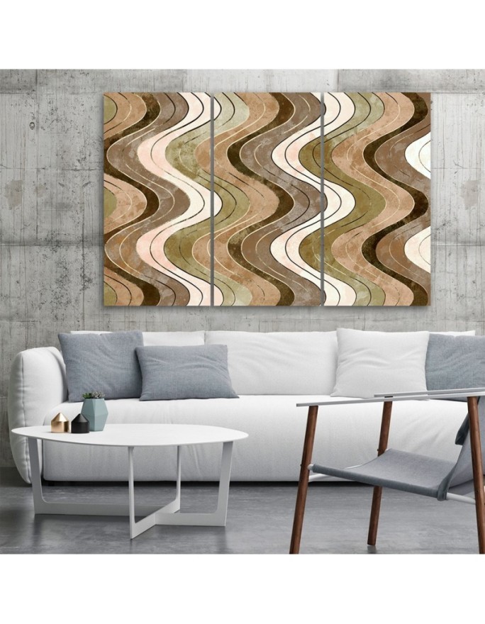 Triptych canvas painting - Vertical wavy lines | FEEBY