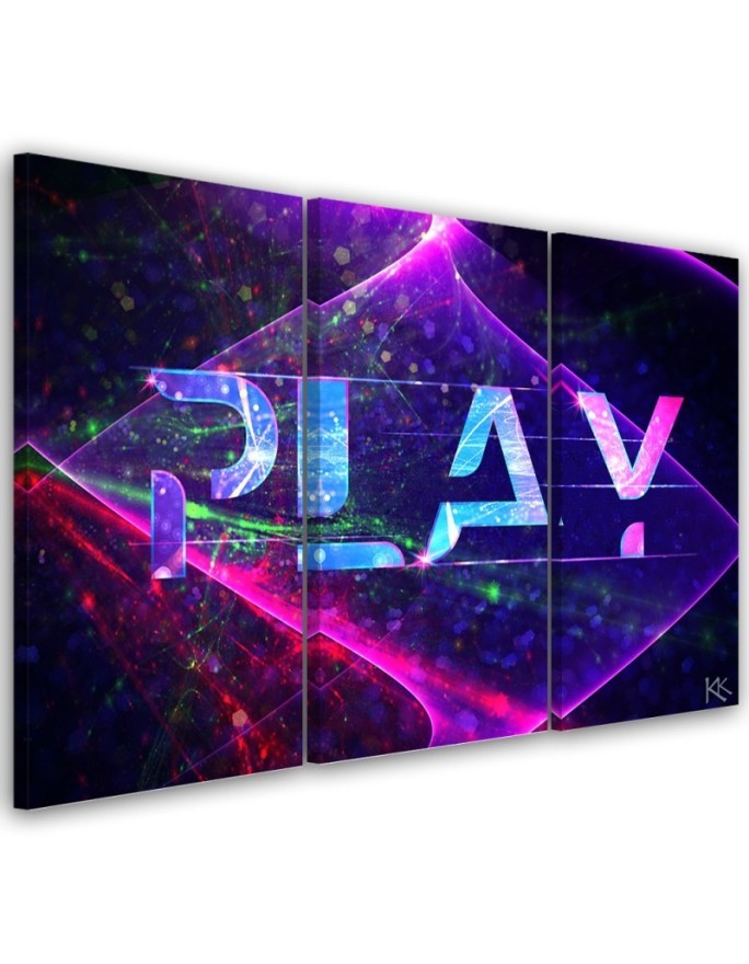 Obraz dla nastolatka tryptyk - Napis play abstrakcja | FEEBY