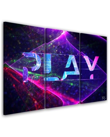 Canvas print for teenager triptych - Play lettering abstract | FEEBY