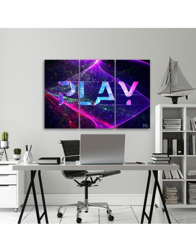 Obraz dla nastolatka tryptyk - Napis play abstrakcja | FEEBY