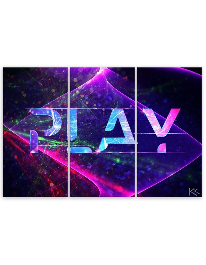Obraz dla nastolatka tryptyk - Napis play abstrakcja | FEEBY