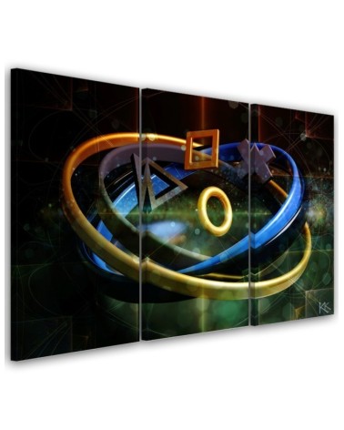 Canvas print for a gamer's room triptych - Buttons for a controller | FEEBY
