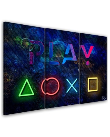 Canvas print for a gamer - Controller buttons and play lettering | FEEBY