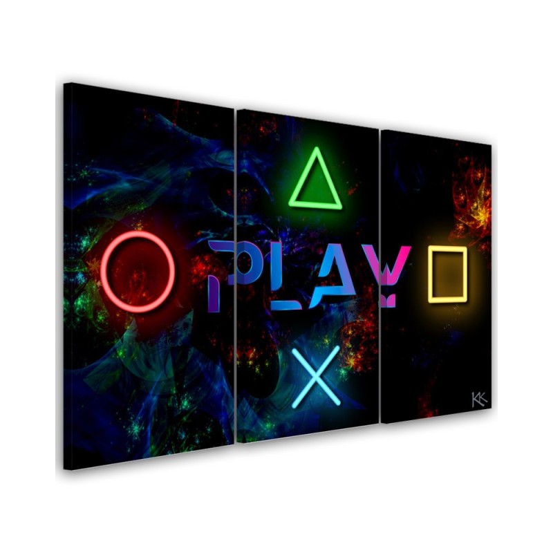 Obraz dla nastolatka - Napis play i przyciski do kontrolera | FEEBY