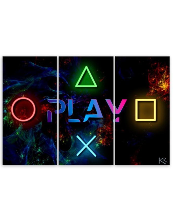 Obraz dla nastolatka - Napis play i przyciski do kontrolera | FEEBY