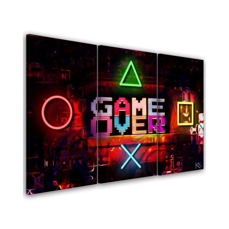 Obraz na ścianę tryptyk - Napis Game Over dla gracza | FEEBY