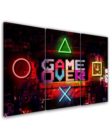Wall picture triptych - Game Over lettering for a gamer | FEEBY