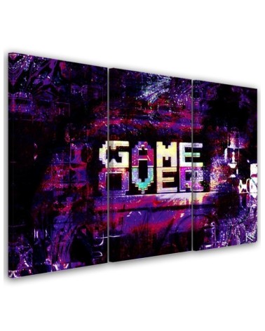Wall art painting for teenager's room triptych - Abstract Game Over lettering | FEEBY