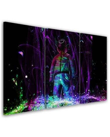 Canvas print for teenager three-piece - Neon gamer | FEEBY